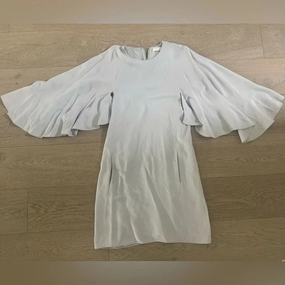 Chloe Cute Blue Viscose Blend Wing Sleeve Dress - Picture 2 of 8